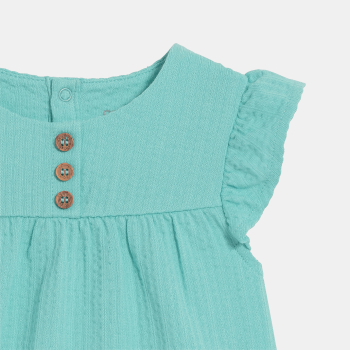 بلوزة قطن خفيف باللون الأزرق للفتيات الصغيرات